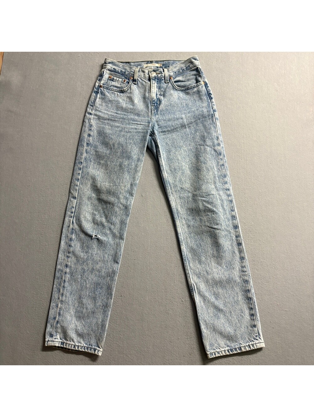 Levis Low Pro Straight Jeans Womens 24 Blue Acid Wash Denim Distressed